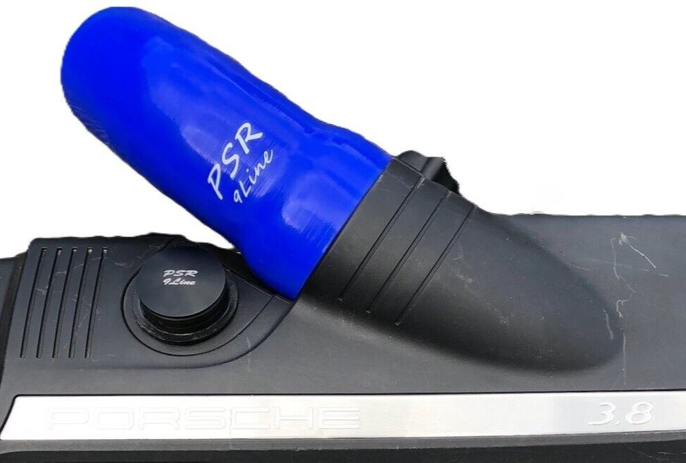 Porsche 997 Resonator Delete Air Box Modification with Blue Induction Pipe Plug