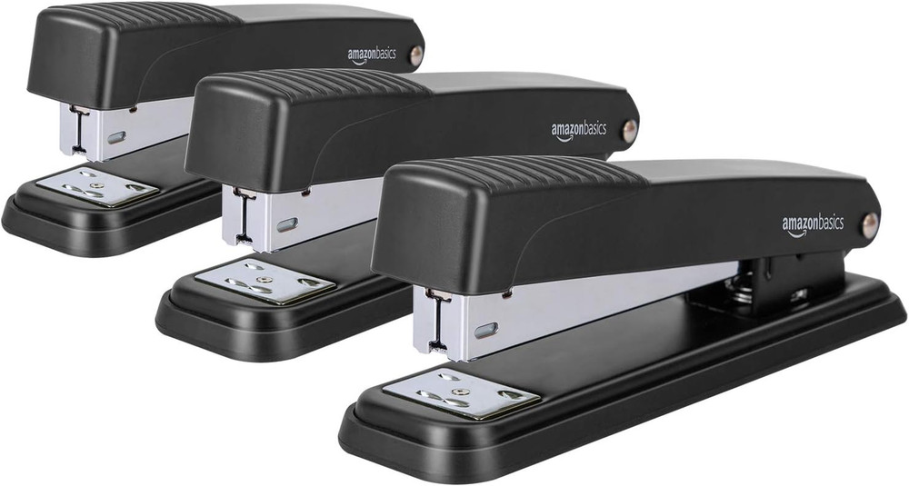 Amazon Basics Full-Strip Metal Office Desktop Stapler, 20 Sheet Capacity, Non-Sl