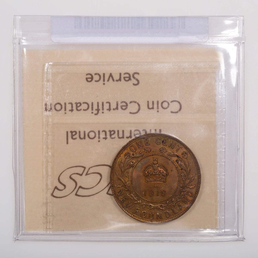 NFLD 1 Cent 1919C ICCS MS-64 Red