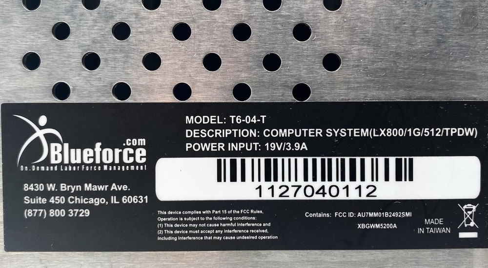 BLUEFORCE BIOMETRIC TIME CLOCK T6-04-T