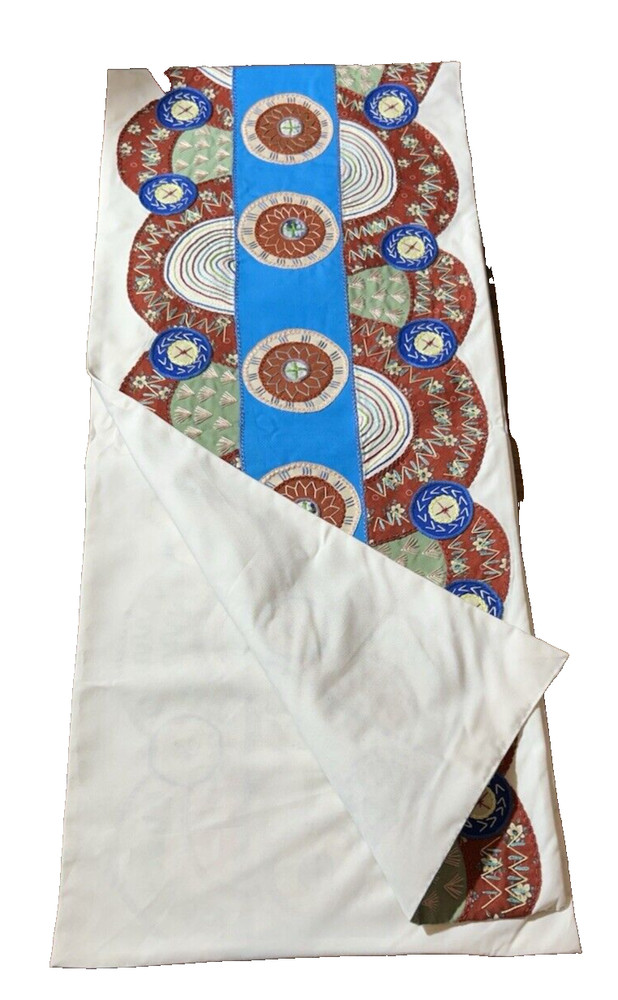 Handmade~Table Runner~Hand Embroidered~Patchwork Table Runner~ 16 .5" X 78"
