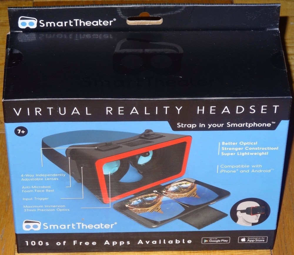 Smart Theater Virtual Reality Headset Black Strap iPhone Android Smartphone New