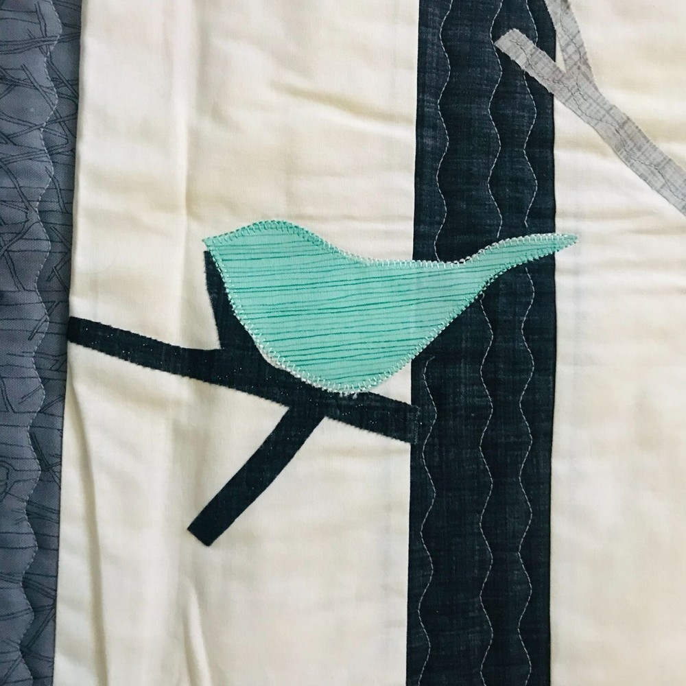 Winter Birds Table Topper, Quilted Panel from Table Please, Part TWO, Muted