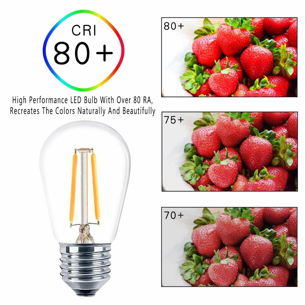 2W Clear S14 LED Bulbs Plastic Shatterproof For String Light Bulbs Replacement