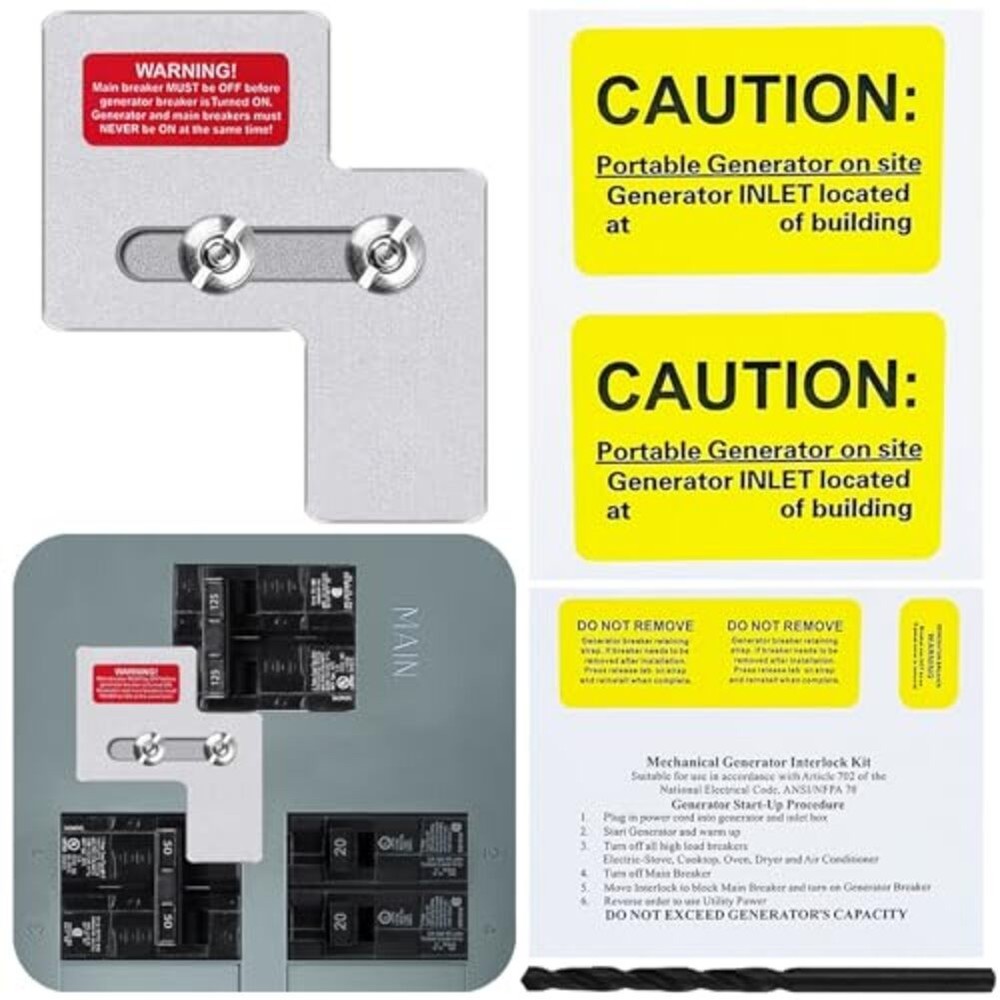 Generator Interlock Kit for Murray 100 Amp Breakers with Installation Tools