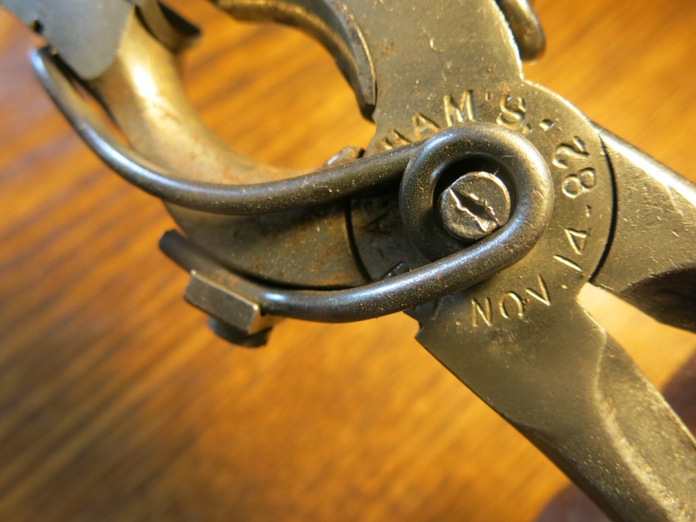 antique Button Setting pliers Patented Ham's 1882 tool for Attaching Buttons