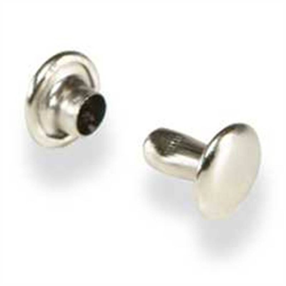 Double Cap Rivets Nickel Plate Solid Brass Small 100 Pack 1379-12