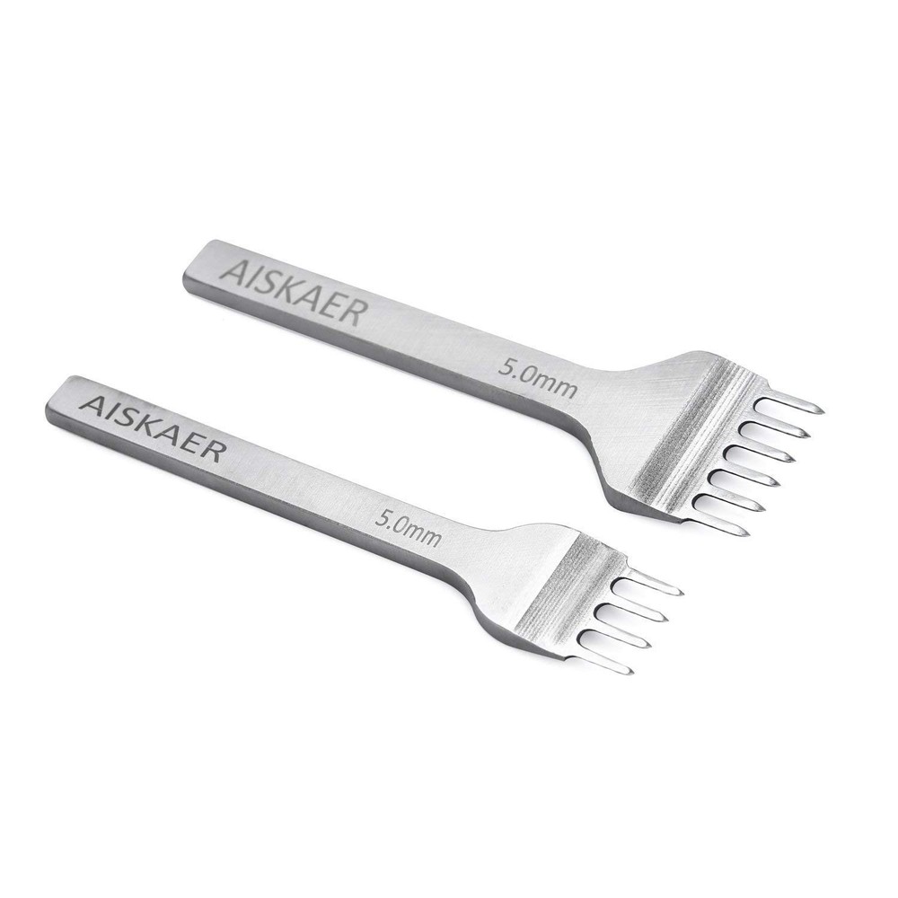 Aiskaer Leather Stitching Punch Set, Diamond Chisel Tools, 5mm 5mm, Silver