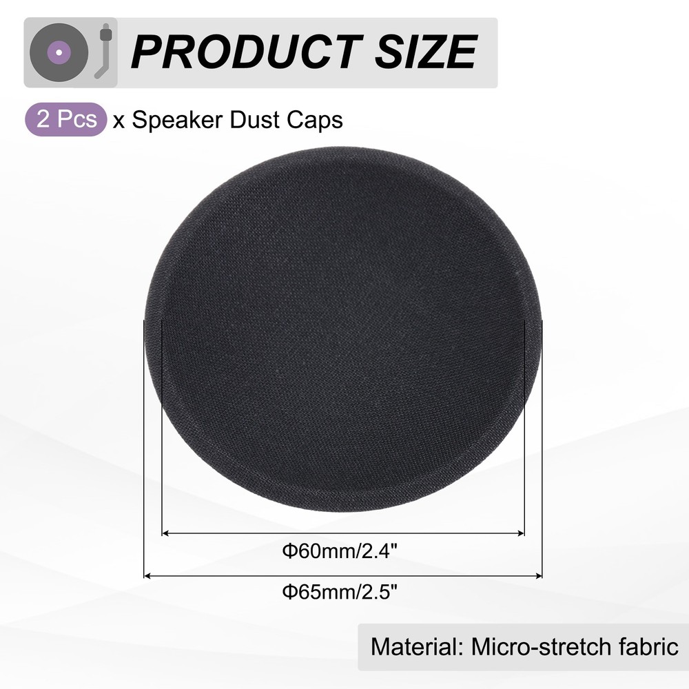 2 Pcs Speaker Dust Cap 65mm/2.5" Outer Diameter Oiled Cloth Cap