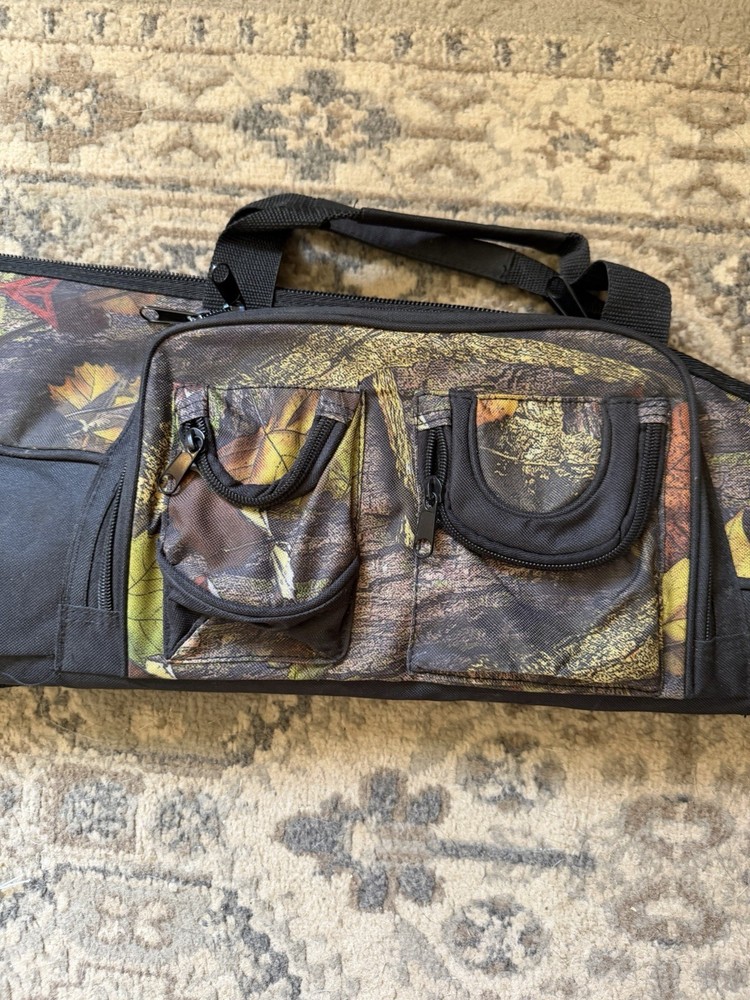 Camo Rifle Soft Case Padded Interior Polyester 3 Pockets Shoulder Strap Black