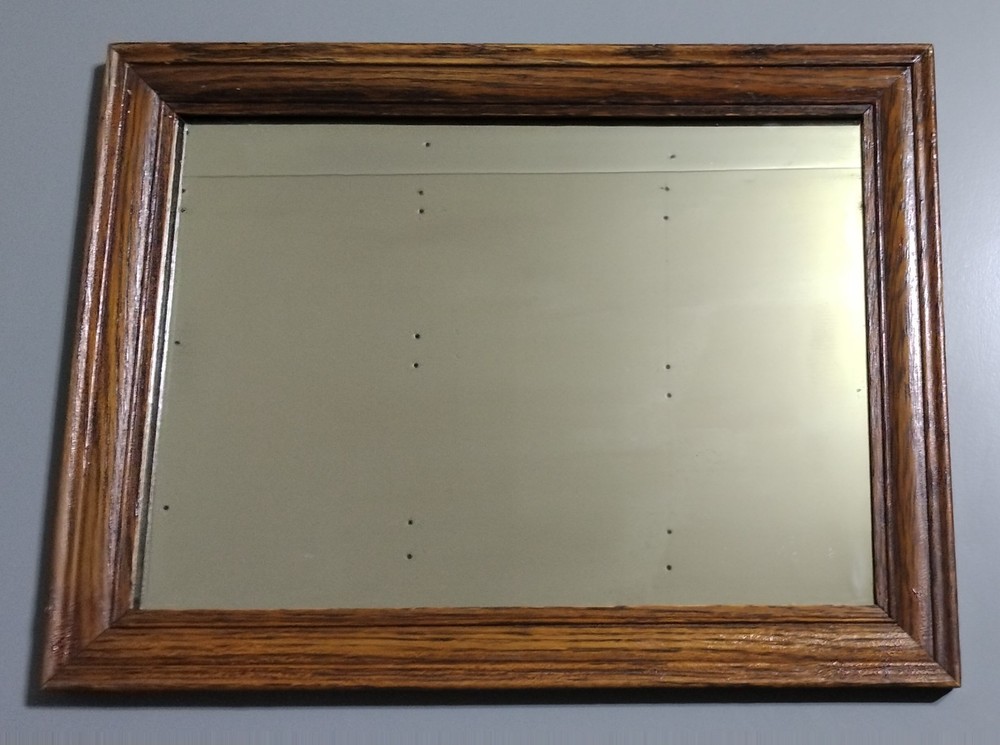 Beautiful Antique Mirror 1/4" Thick With Solid Oak Frame All Original