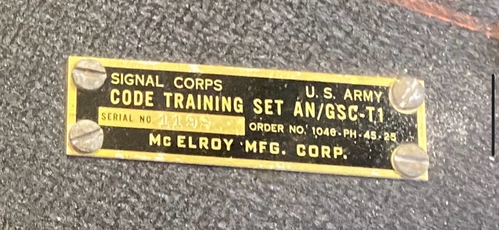 Signal Corps U.S. ARMY Code Training Set AN/GSC-t1