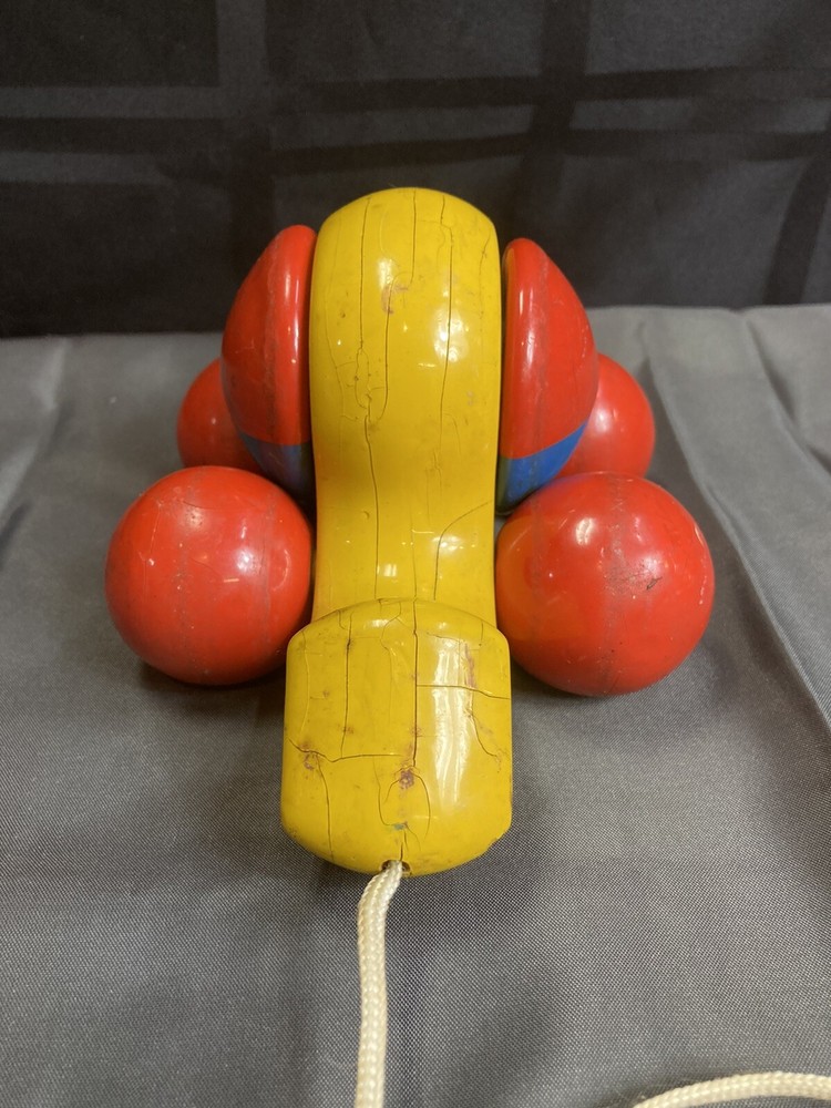 Vintage Wood Snail Pull Toy Primitive Pull Along Toy