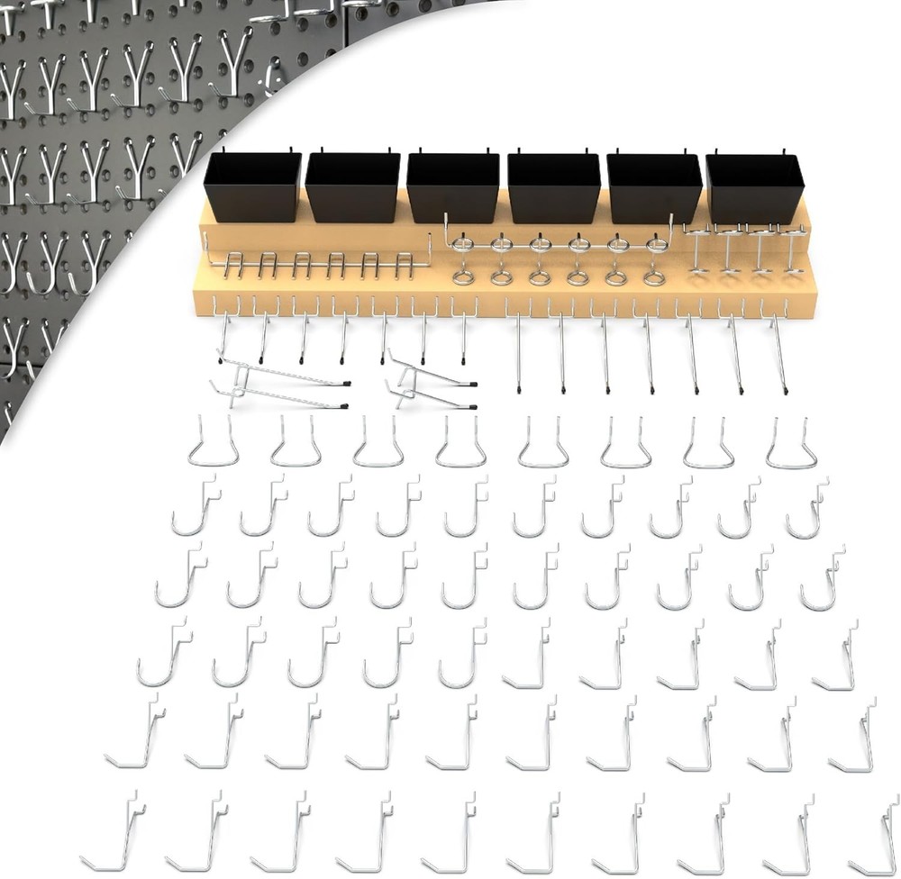 Versatile 49-Piece Pegboard Accessory Kit for Efficient Home Organization