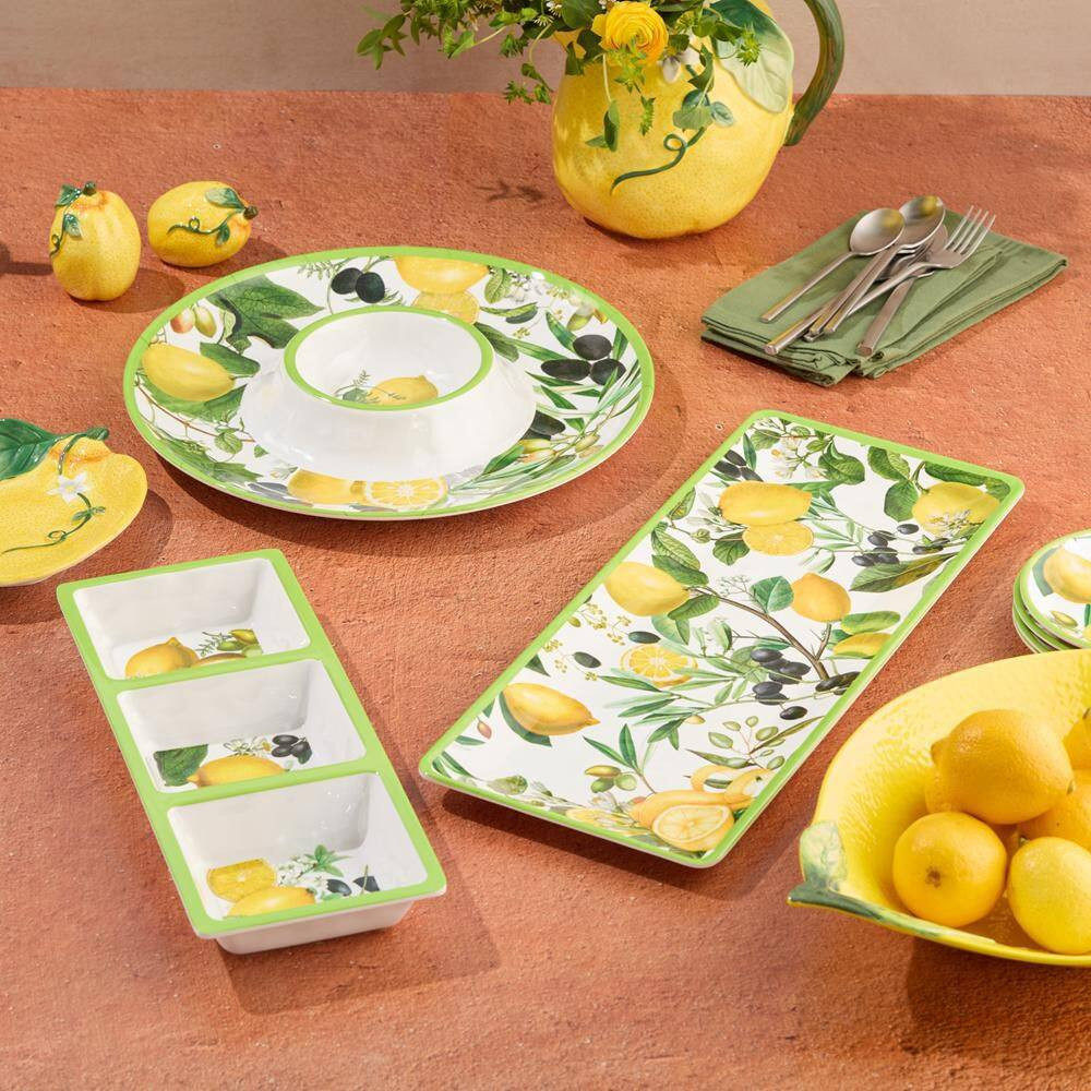 Limone 14.5 In. Multi-Colored Melamine 3-Piece Platter Set