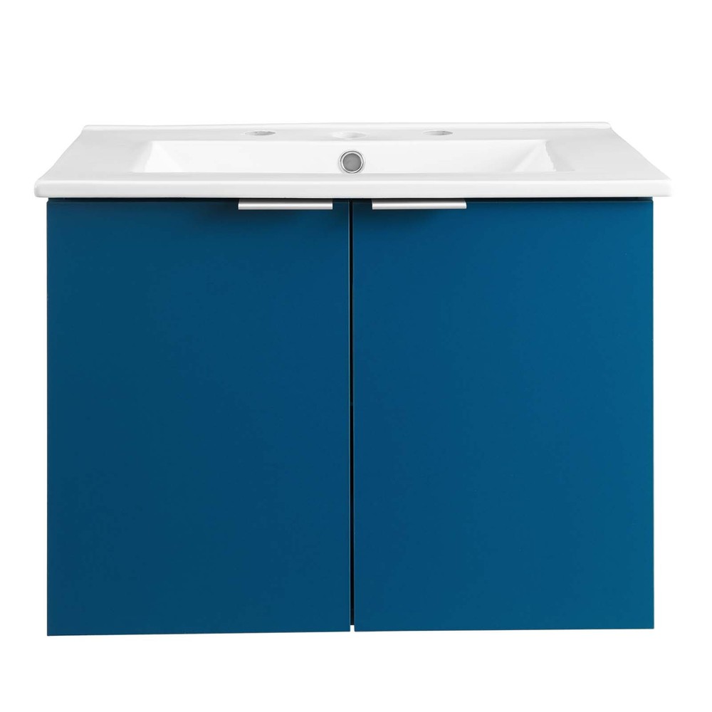 Modway Maybelle 24" Wall-Mount Bathroom Vanity In Navy White