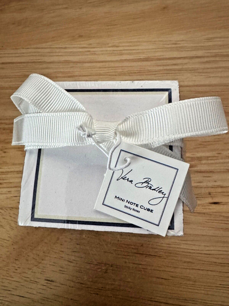Vera Bradley Mini Note Cube Sticky 2 1/2" Twirly Birds Navy /White  NEW