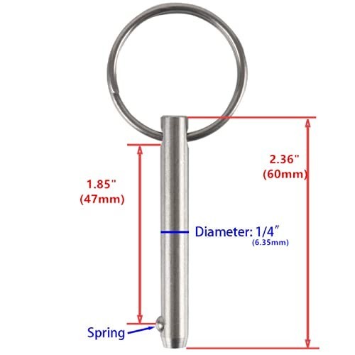 4 Pack Marine Hardware,Simple Insert Quick Release Pin, Diameter 1/4"6.35mm, ...