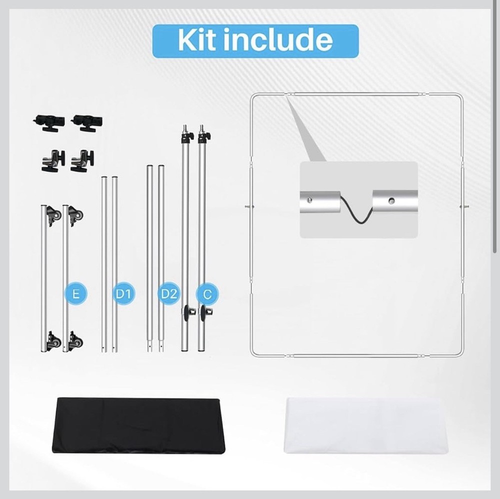 79”x 59” Photography Light Diffuser, Rotatable Frame, 7-10ft Height Adjust Stand