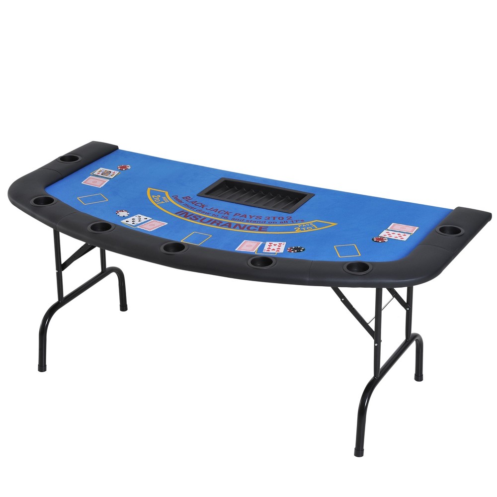 72" 7 Player Octagon Folding Poker Table with Cup Holders