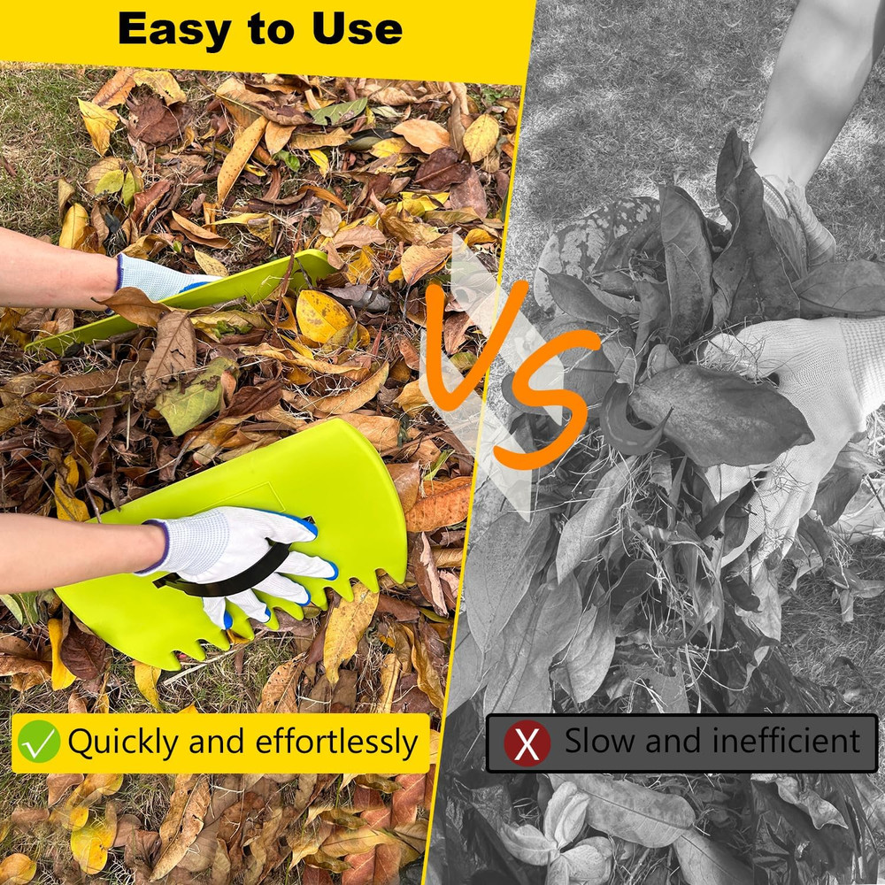 2 Sets Leaf Scoops with Gloves Large Plastic Leaf Grabbers Yard Cleanup