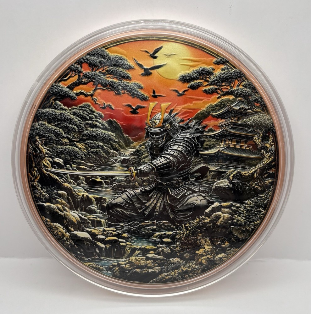 Warriors Samurai Colorized 1 Kilo Copper Round with Capsule