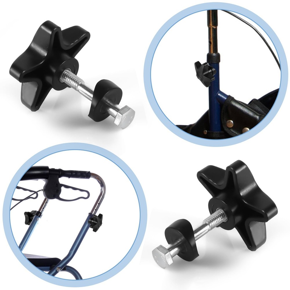 PEUTIER 2 Sets Rollator Walker Replacement Knobs, Comfortable Medium, Black