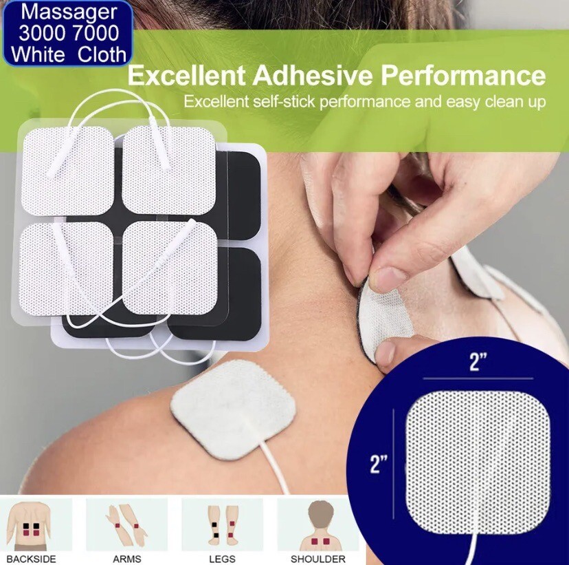 Tens Unit Electro Therapy Replacement Pads 2" x 2" 3rd Gen Reusable Latex Free