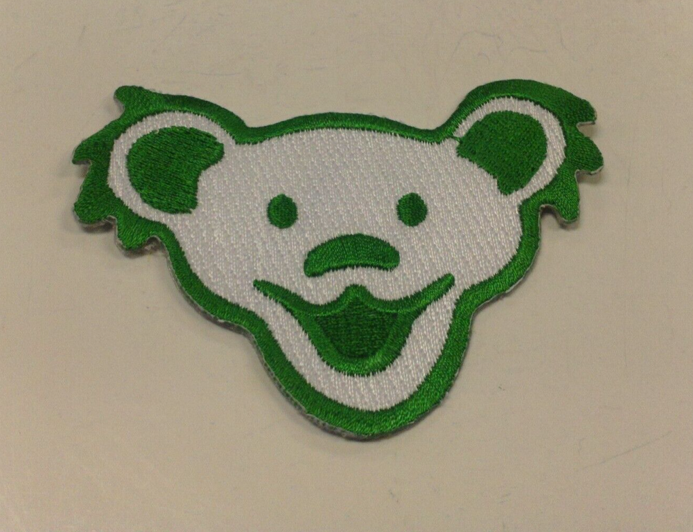 GRATEFUL DEAD EMBROIDERED GREEN JERRY BEAR FACE PATCH