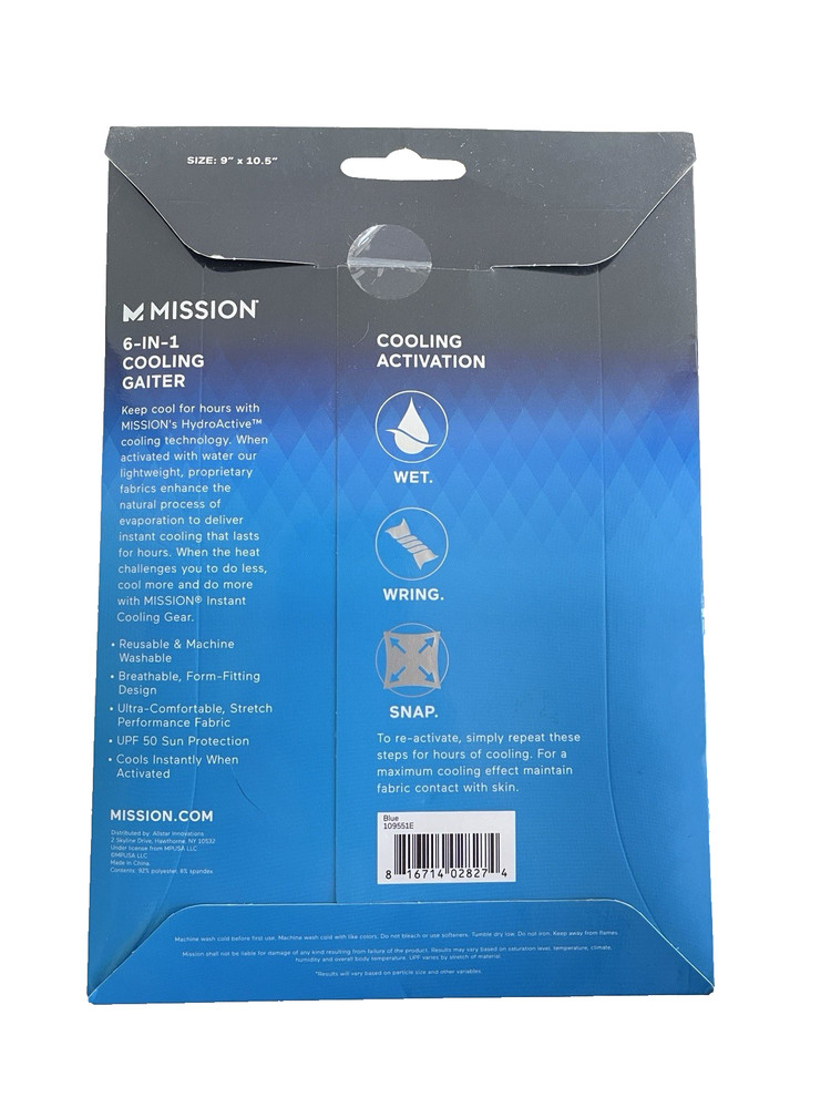 Mission 6-In-1 Cooling Gaiter - Breathable Face & Neck Coverage Blue