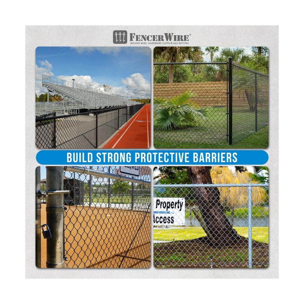 Fencer Wire 7 FT Green Chain Link Fence Terminal Post, Terminal Post with 2-3...