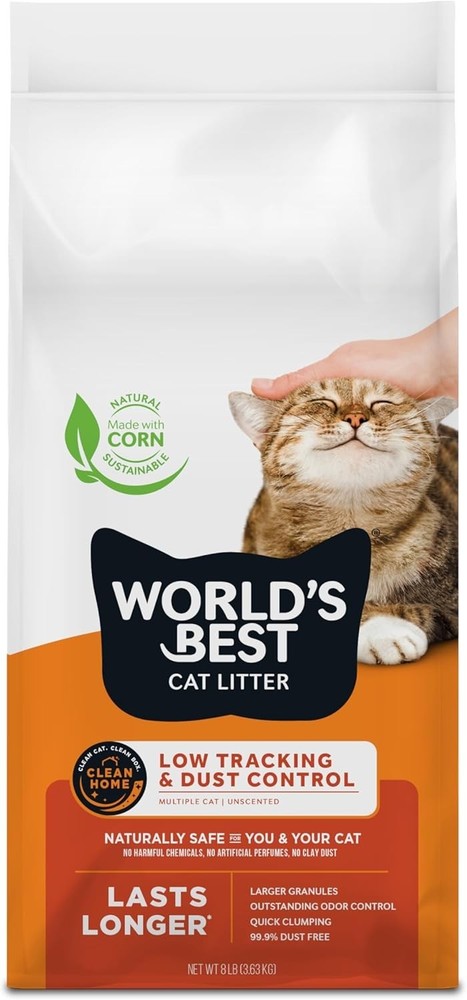 Premium Cat Litter - Low Tracking, Quick Clumping, Flushable, Unscented, 8 lbs