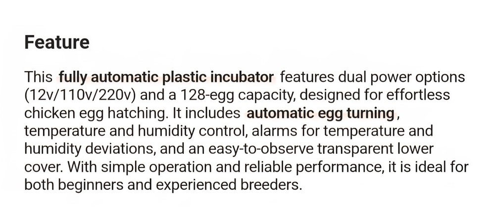128 Eggs Incubator For Hatching Eggs With Automatic Egg Turning And Humid US