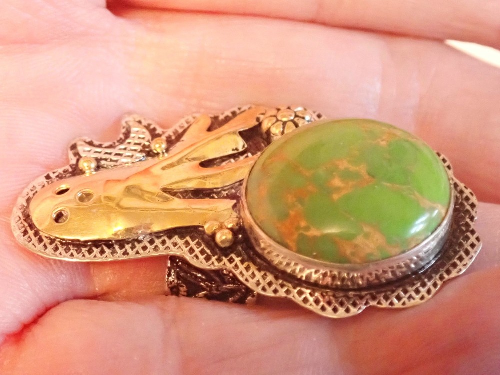 Sterling Turquoise Ghost Halloween Ring sz 7.5