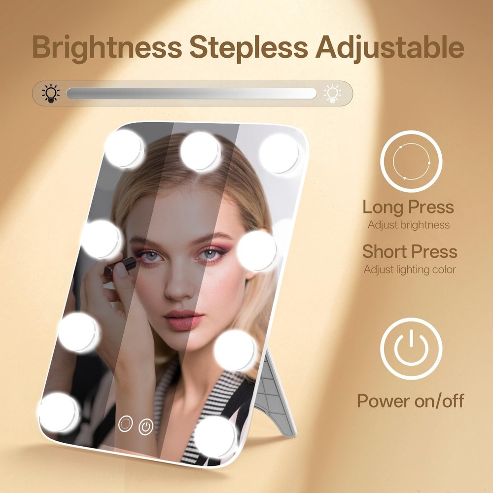 Vanity Mirror with Lights, Hollywood Lighted Vanity Mirror with 9 Dimmable Bu...