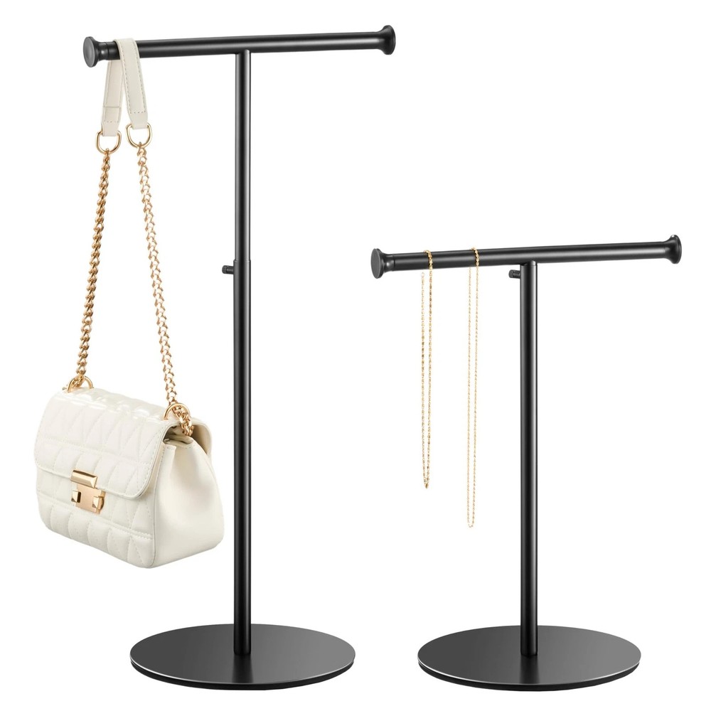 2 Pack T Bar Purse Display Stand Tabletop: Adjustable Height Handbag Holder, ...