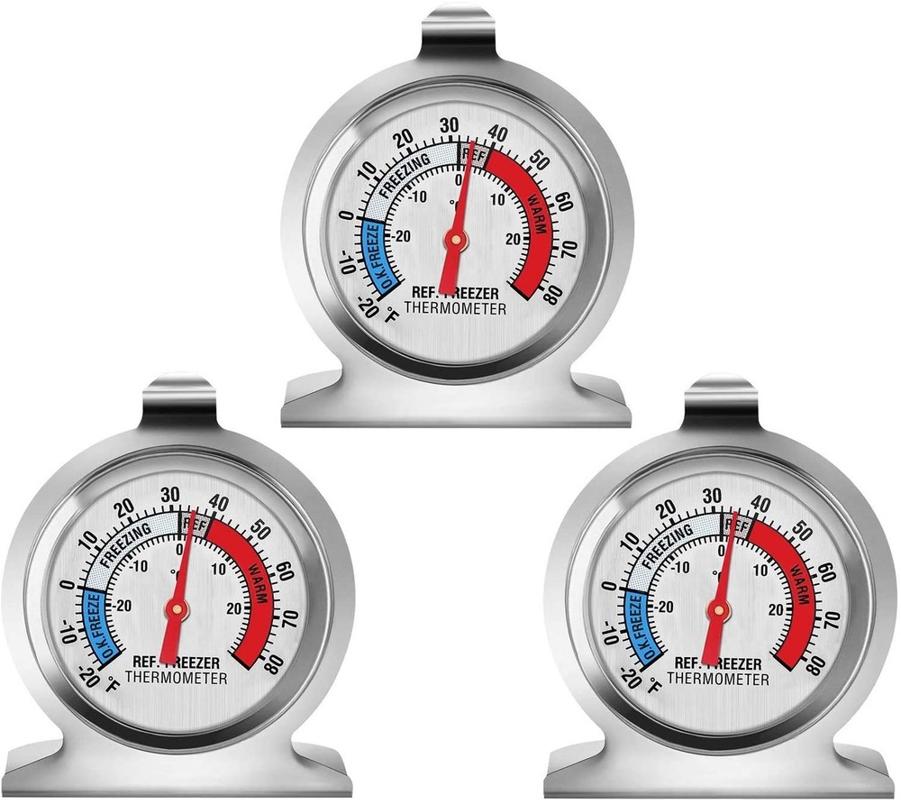 3-Pack Refrigerator Thermometer, Large Dial Freezer Thermometer,Classic Serie...