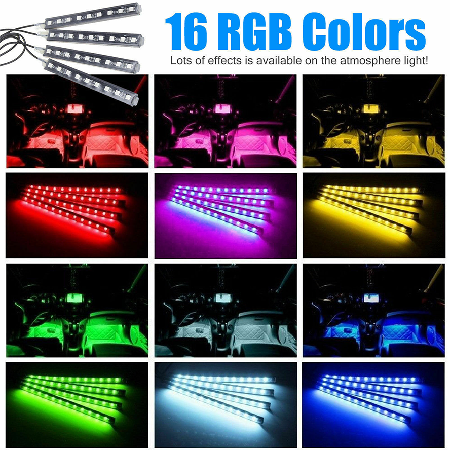 Car Interior LED Ambient Light Optic Fiber Atmosphere Lamp Decor Remote Control