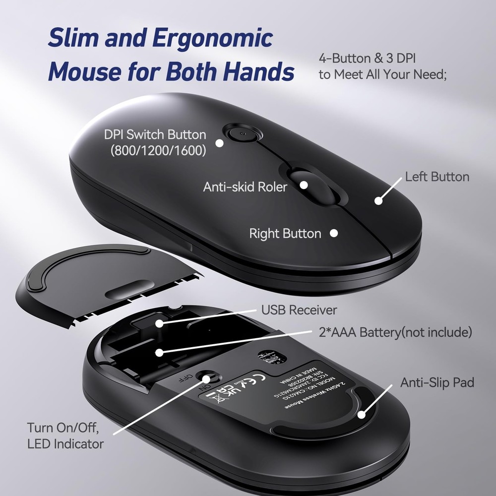 Wireless Keyboard and Mouse Combo, Acebaff 2.4G Quiet Wireless Computer Keybo...