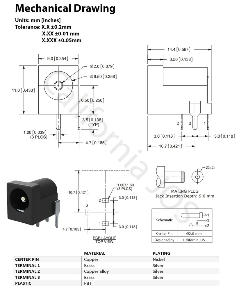 Breadboard-Friendly 2.1mm PCB Mounting Female DC Power Barrel Jack (10 PCS)