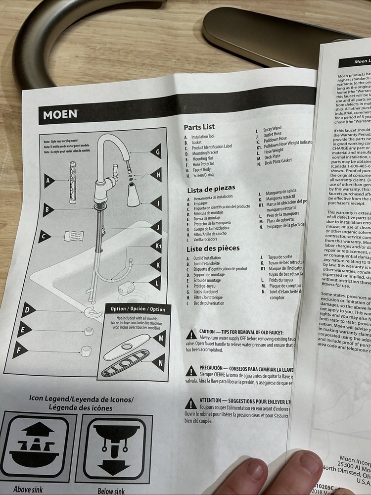 Scratch! MOEN Boman Single Handle Pull-Down Sprayer Kitchen Faucet w/ Soap