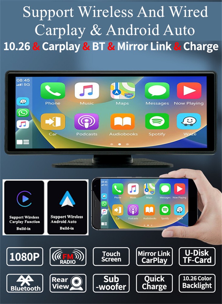 Radio Stereo HD LCD Display Touch Screen Multimedia Player With Reverse Camera