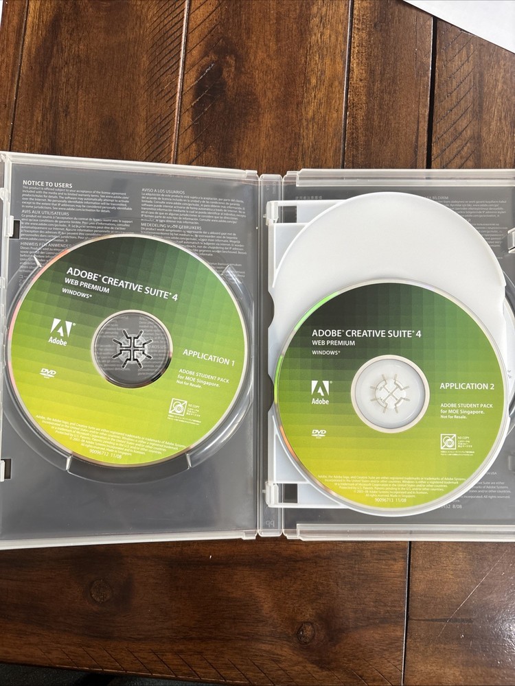 Adobe CS4 web Premium Windows Student Pack MOE Singapore CIB Slipcover
