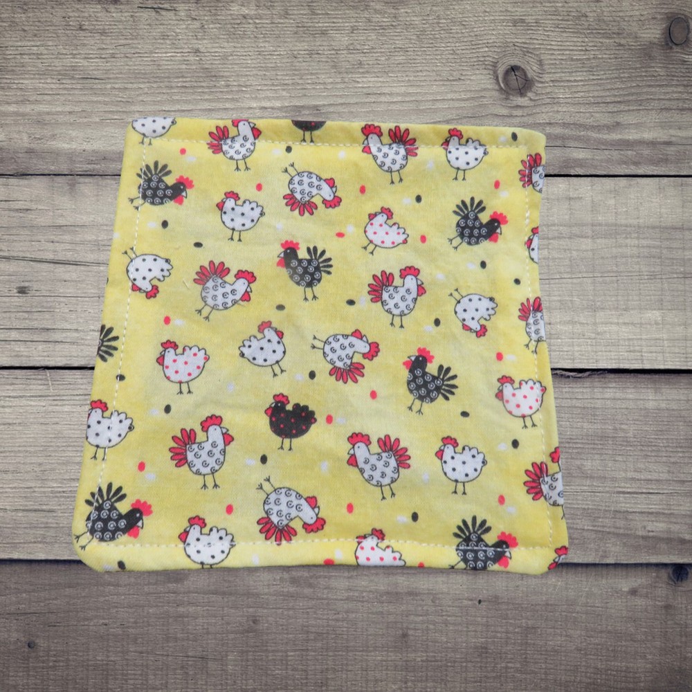 Jar Gripper, Handmade Jar Opener, Yellow with Chickens