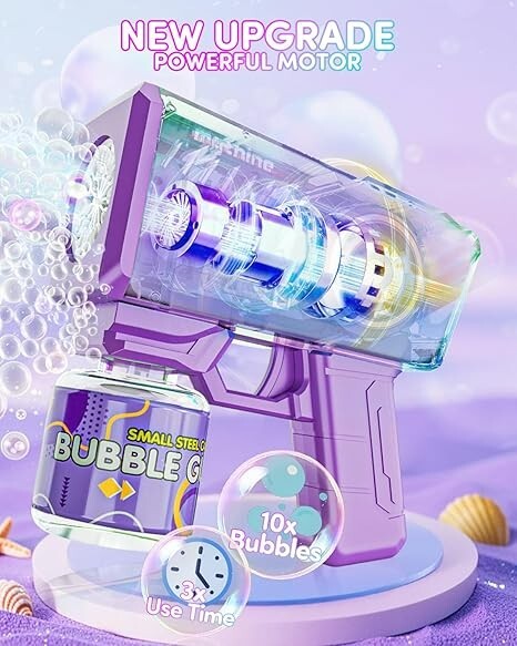 2 Pack 12-Hole LED Automatic Bubble Machine with 2 Bottles &25 Bags Refill Solut