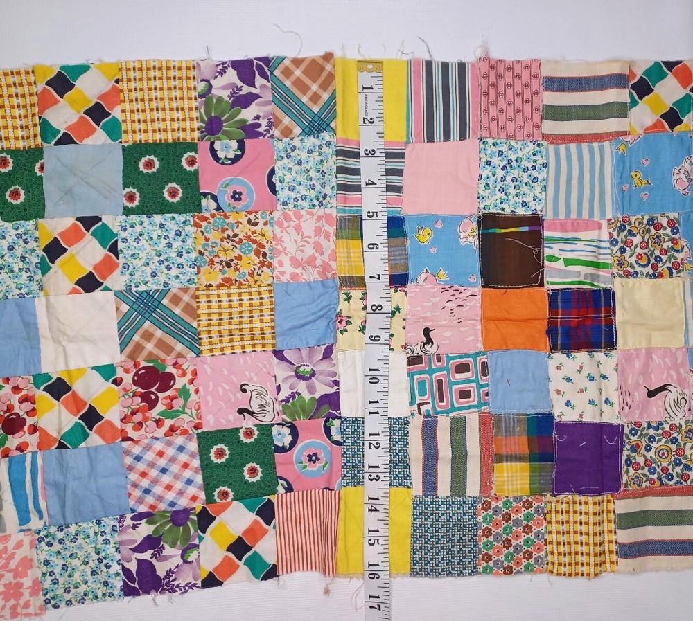 16" X 33" Patchwork Quilt Pillow Vintage Work In Progress