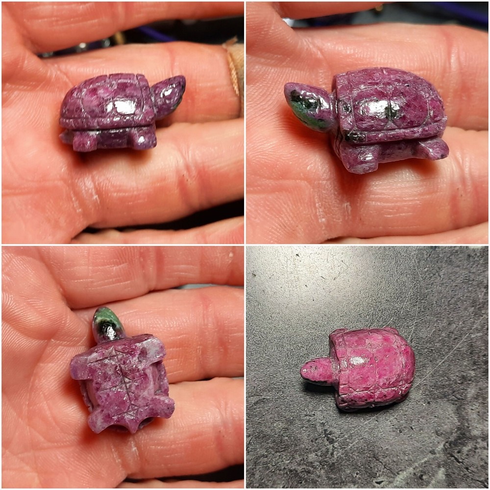 🐢66.45ct Natural Solid Ruby-Zoisite Turtle Gem Carving/Figurine🐢