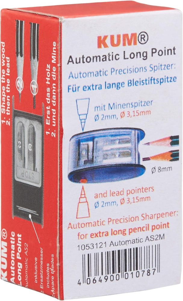 AS2M (1053121), Long Point Sharpener, sharpens in 2 steps; 2 spare Silver