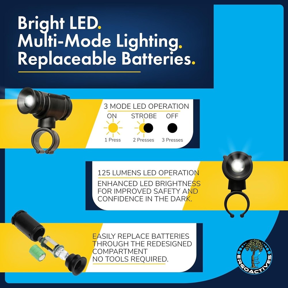 2G- New Improved Adjustable LED Flashlight for Crutches, Canes, & Walkers, He...