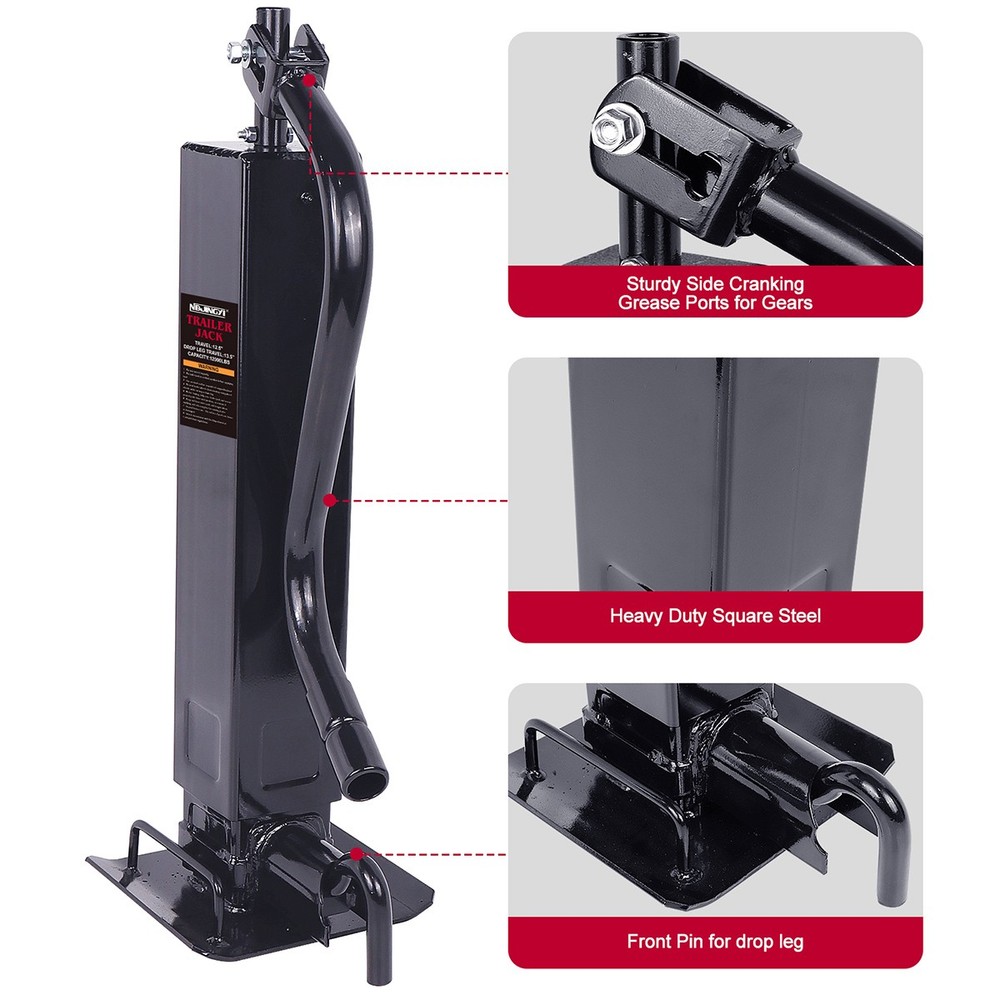 NEW 12000lbs 12.5"Heavy-Duty Trailer Jack Square Weld-on RV Yacht Trailer JY US